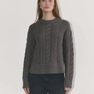 Everlane cable sweater in everyday cotton - heathered charcoal